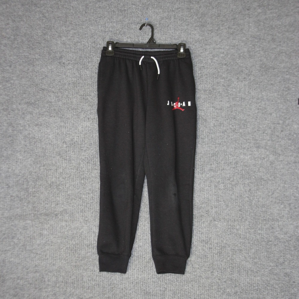 Jordan Sweatpants Boys M Black Jumpman Logo Fleece Joggers Athleisure Sportswear